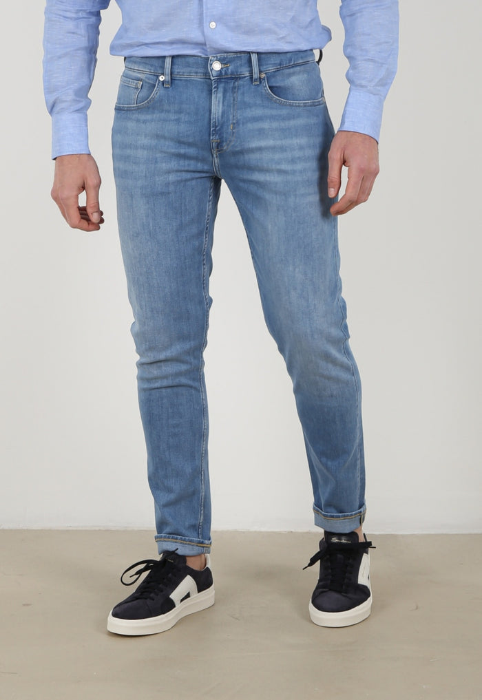 7 FOR ALL MANKIND Slimmy Tapered Left Hand Matira Jeans Blue - MAISONDEFASHION.COM