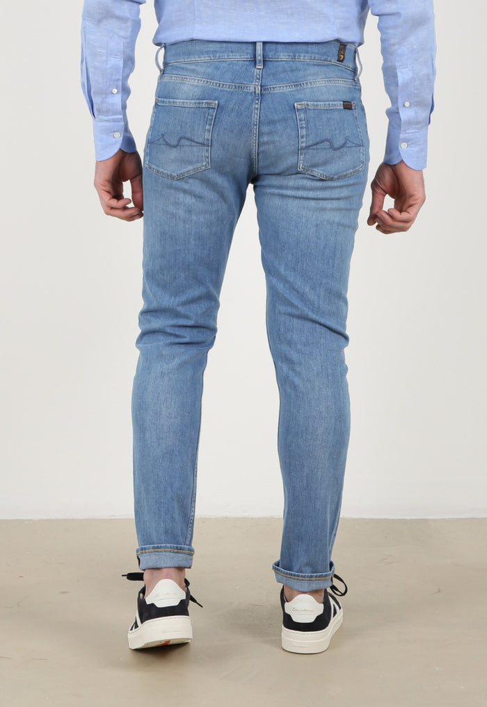 7 FOR ALL MANKIND Slimmy Tapered Left Hand Matira Jeans Blue - MAISONDEFASHION.COM