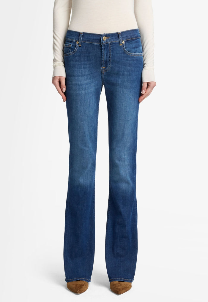 7 FOR ALL MANKIND WOMEN BOOTCUT Duchess Mid waist Jeans Mid Blue - MAISONDEFASHION.COM