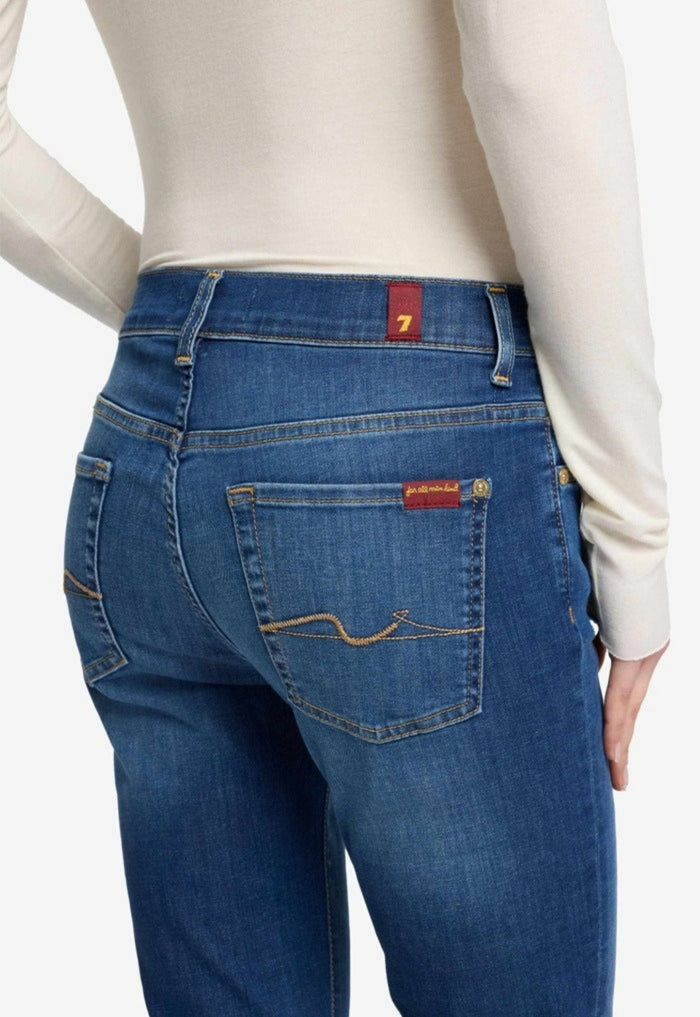 7 FOR ALL MANKIND WOMEN BOOTCUT Duchess Mid waist Jeans Mid Blue - MAISONDEFASHION.COM