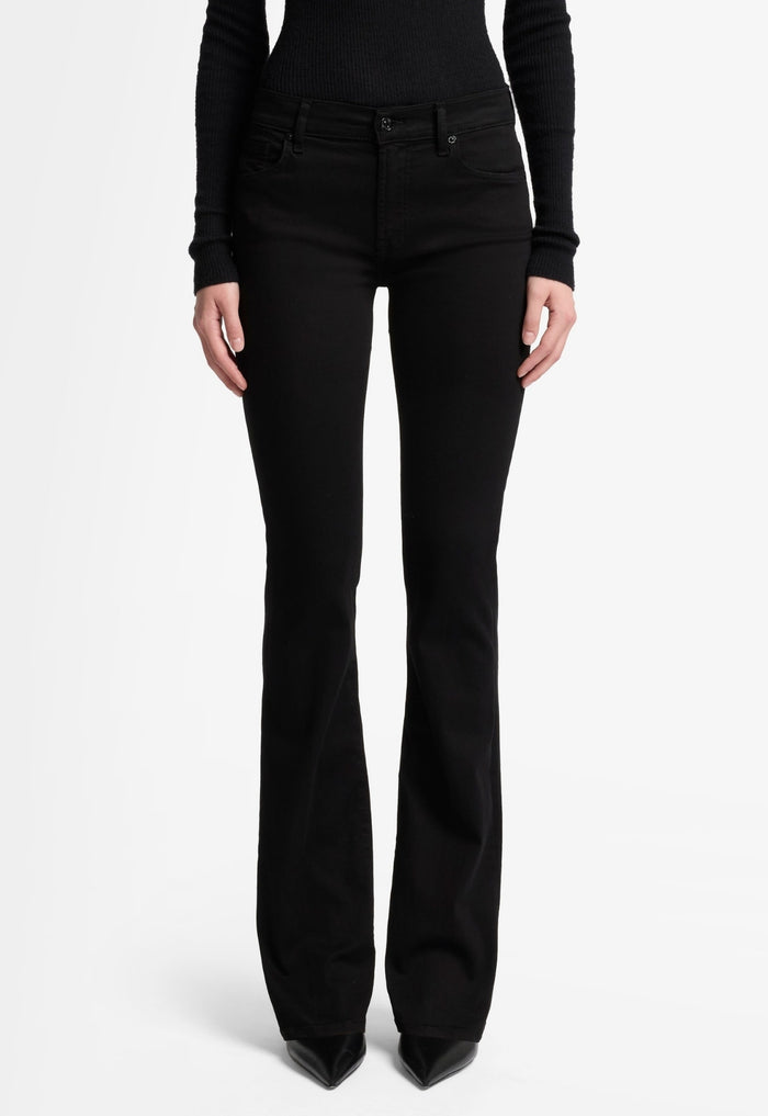 7 FOR ALL MANKIND WOMEN BOOTCUT Rinsed Mid Waist Jeans Black - MAISONDEFASHION.COM