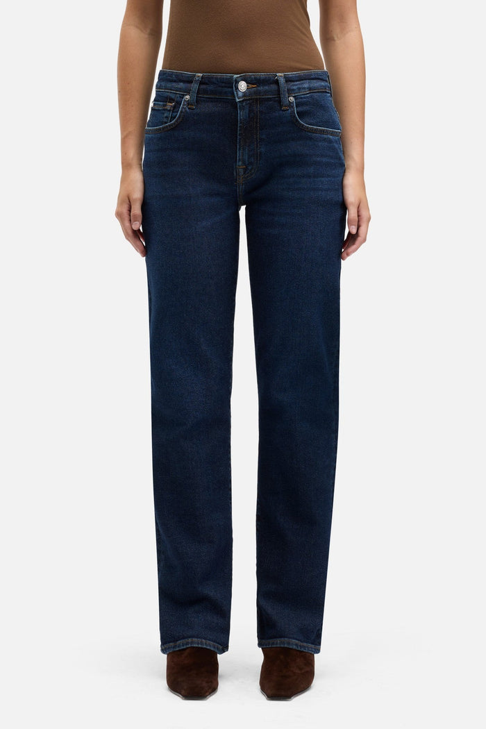 7 FOR ALL MANKIND WOMEN Calie Straight Jeans Bluecrest Dark Blue - MAISONDEFASHION.COM