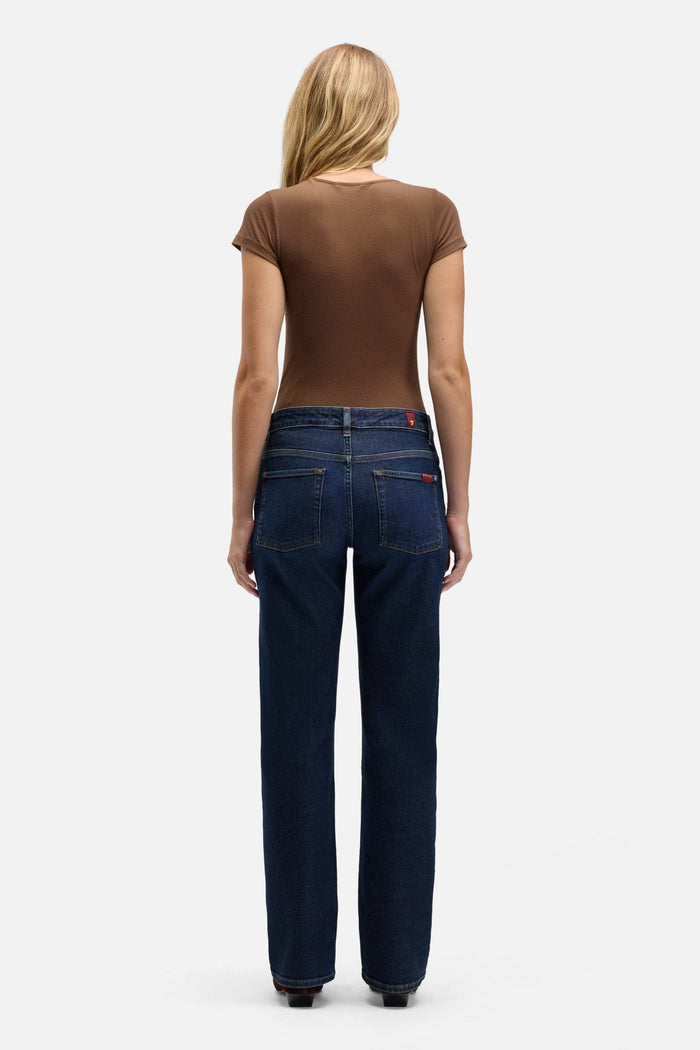 7 FOR ALL MANKIND WOMEN Calie Straight Jeans Bluecrest Dark Blue - MAISONDEFASHION.COM