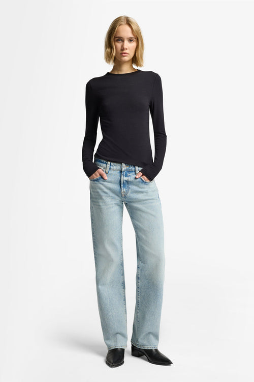 7 FOR ALL MANKIND WOMEN CALIE STRAIGHT Mid Waist Jeans Blue - MAISONDEFASHION.COM