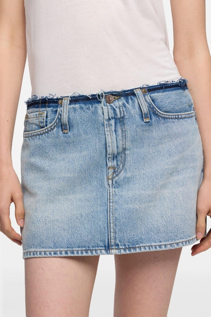 7 FOR ALL MANKIND WOMEN Cherry Mini Denim Skirt Light Wash Blue - MAISONDEFASHION.COM