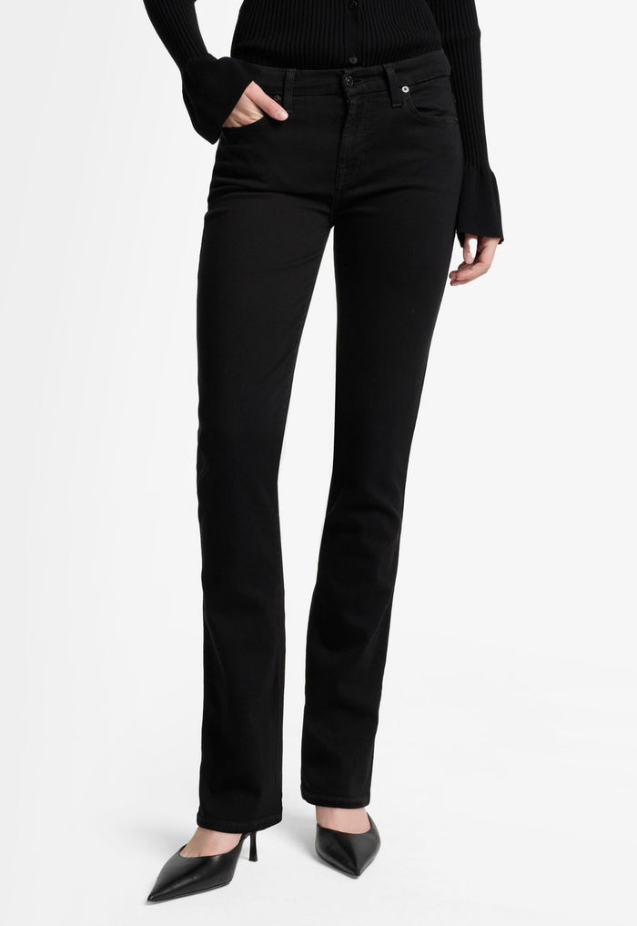 7 FOR ALL MANKIND WOMEN KIMMIE STRAIGHT Rinsed Mid Waist Slim Jeans Black - MAISONDEFASHION.COM