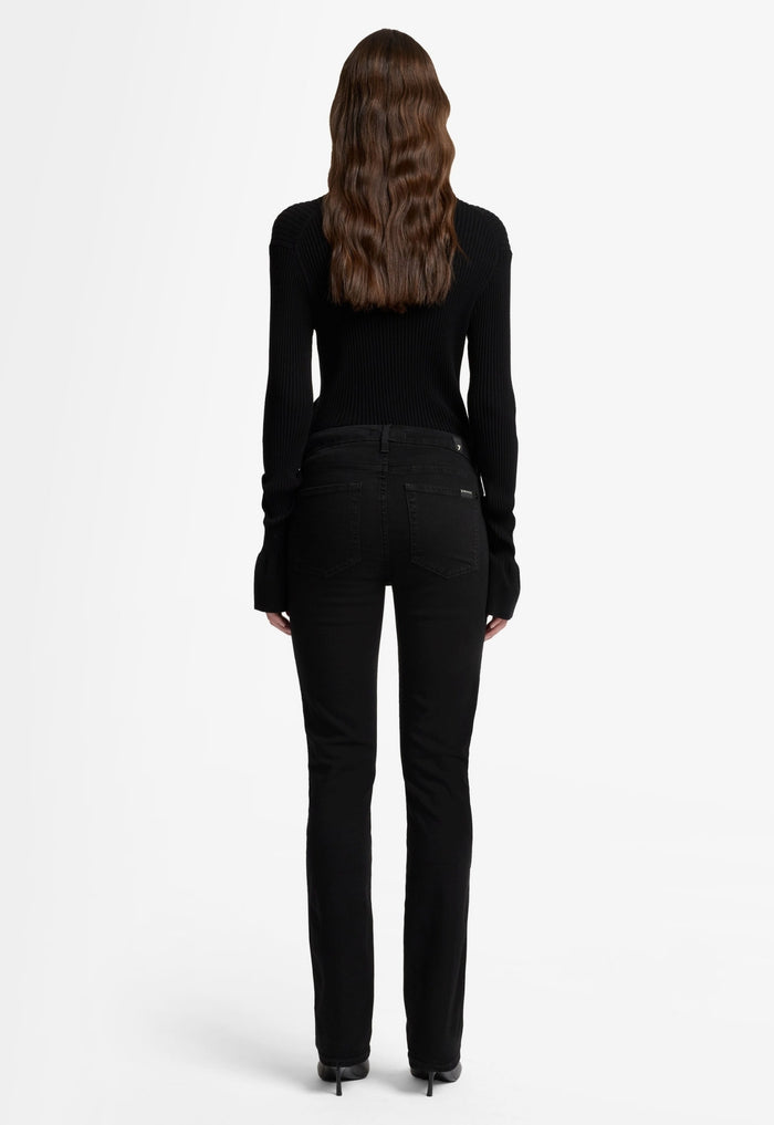 7 FOR ALL MANKIND WOMEN KIMMIE STRAIGHT Rinsed Mid Waist Slim Jeans Black - MAISONDEFASHION.COM