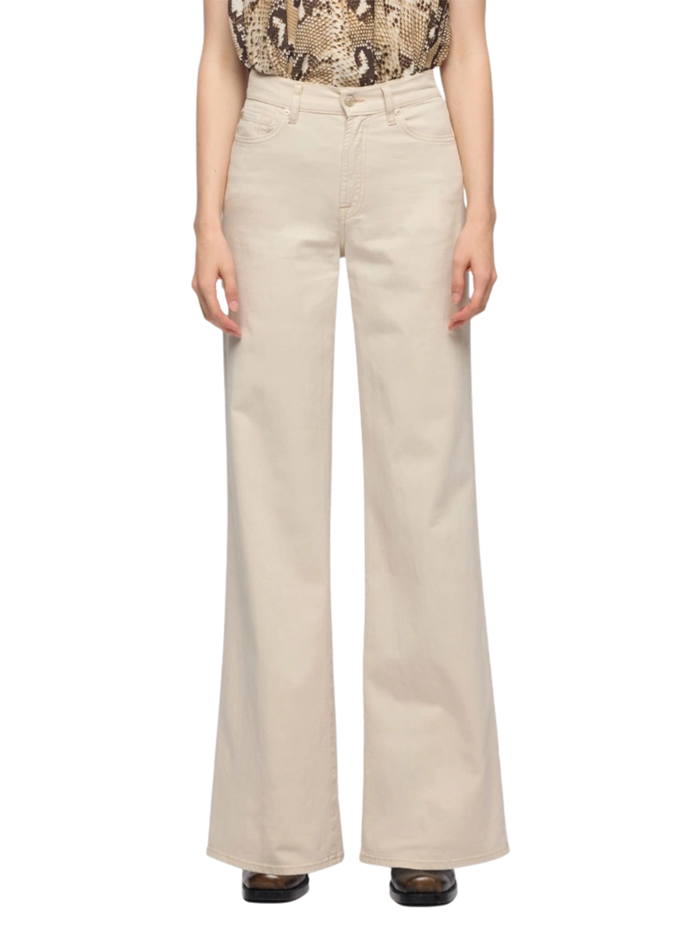 7 FOR ALL MANKIND WOMEN Lotta High Waist Wide Leg Jeans Beige - MAISONDEFASHION.COM
