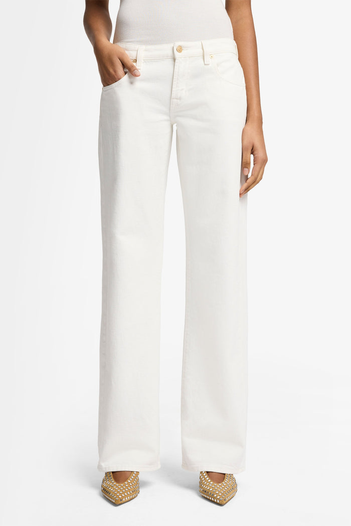 7 FOR ALL MANKIND WOMEN Low Waist Straight Jeans Milkyway White - MAISONDEFASHION.COM