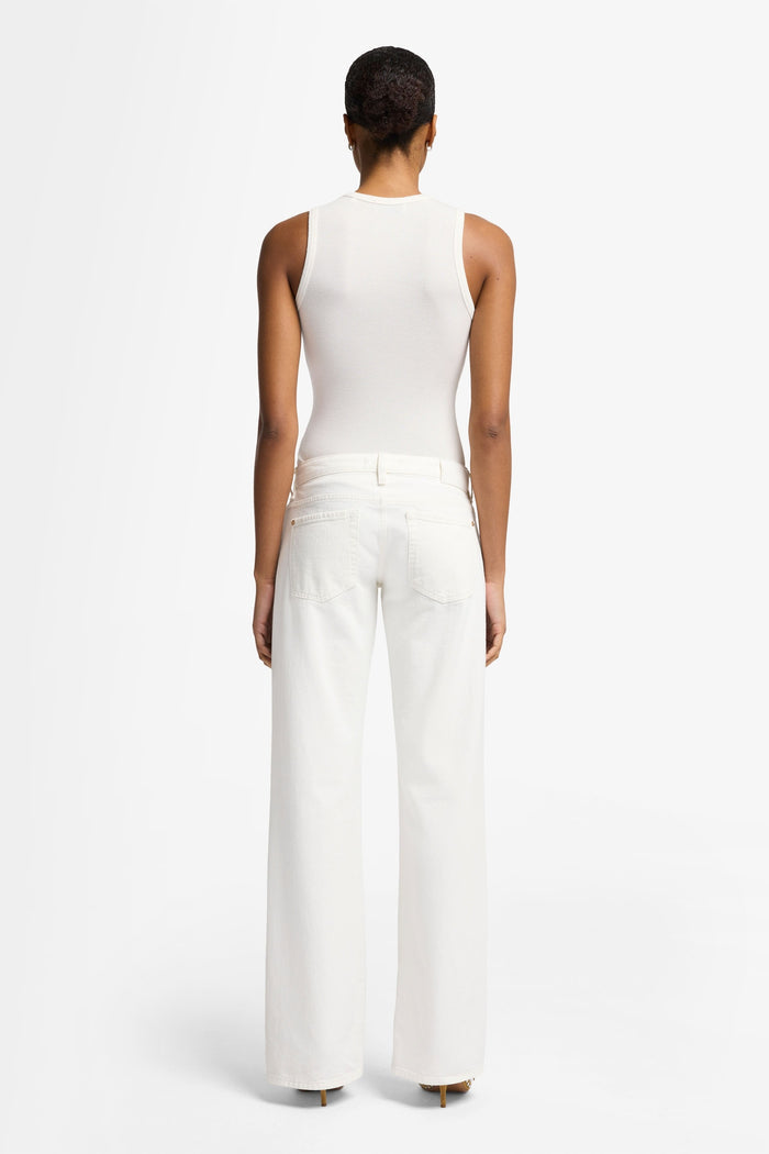 7 FOR ALL MANKIND WOMEN Low Waist Straight Jeans Milkyway White - MAISONDEFASHION.COM