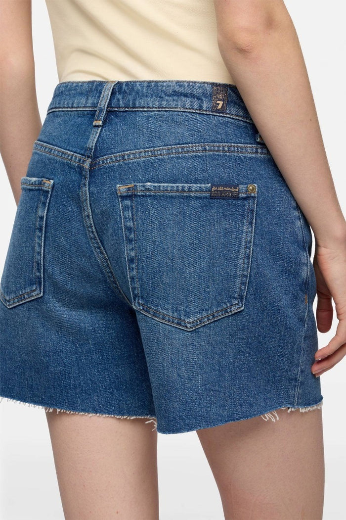 7 FOR ALL MANKIND WOMEN Monroe High Waist Shorts Mid Blue - MAISONDEFASHION.COM