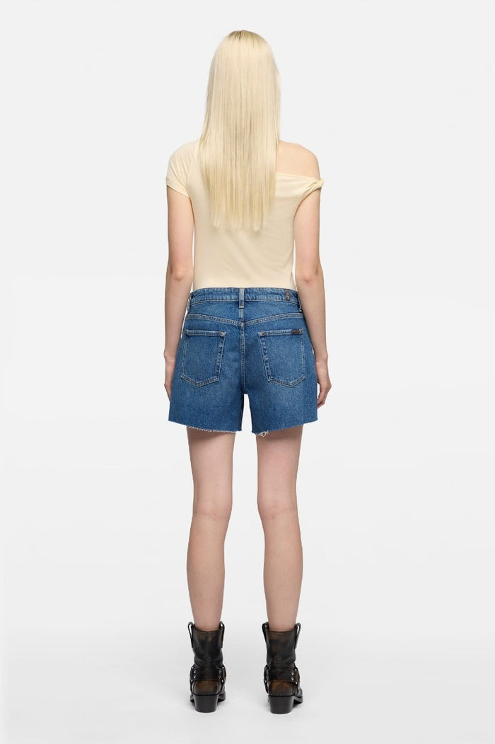7 FOR ALL MANKIND WOMEN Monroe High Waist Shorts Mid Blue - MAISONDEFASHION.COM