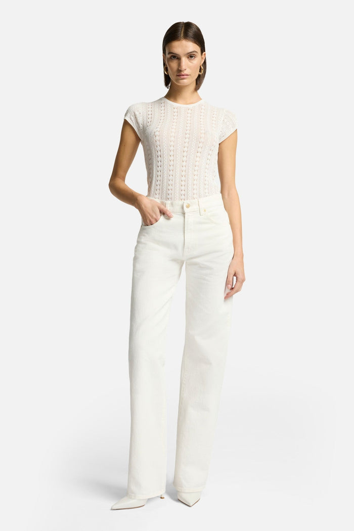 7 FOR ALL MANKIND WOMEN TESS High Rise Straight Jeans Milkyway White - MAISONDEFASHION.COM
