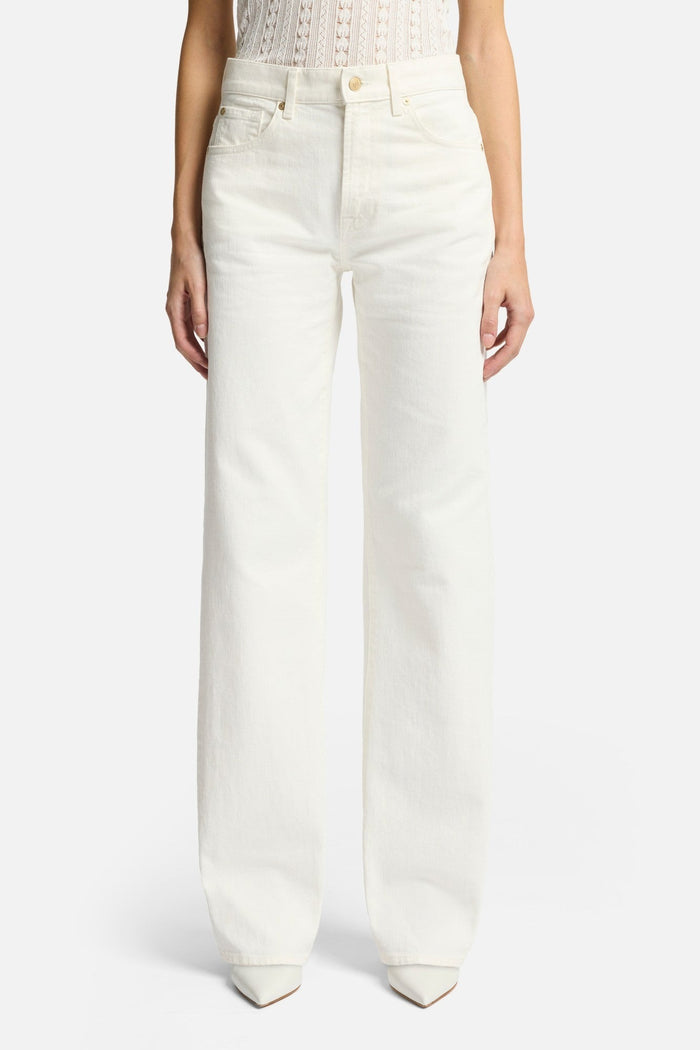 7 FOR ALL MANKIND WOMEN TESS High Rise Straight Jeans Milkyway White - MAISONDEFASHION.COM