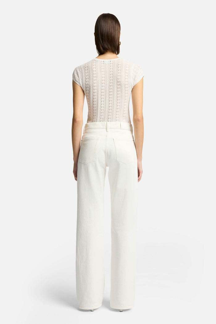 7 FOR ALL MANKIND WOMEN TESS High Rise Straight Jeans Milkyway White - MAISONDEFASHION.COM
