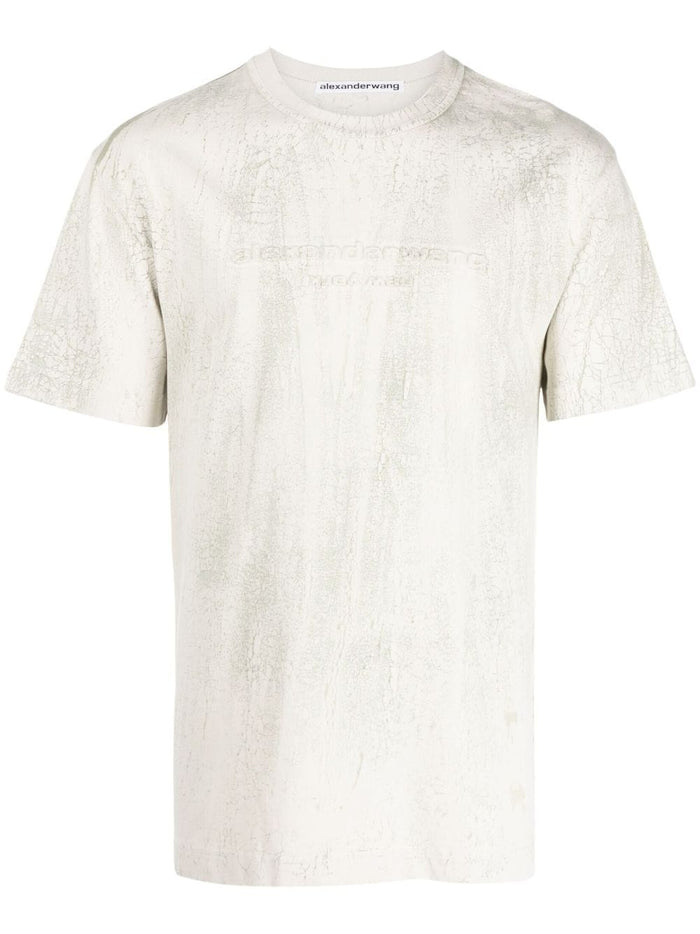ALEXANDER WANG UNISEX Plaster Dyed Short Sleeve T-Shirt Ice Grey - MAISONDEFASHION.COM