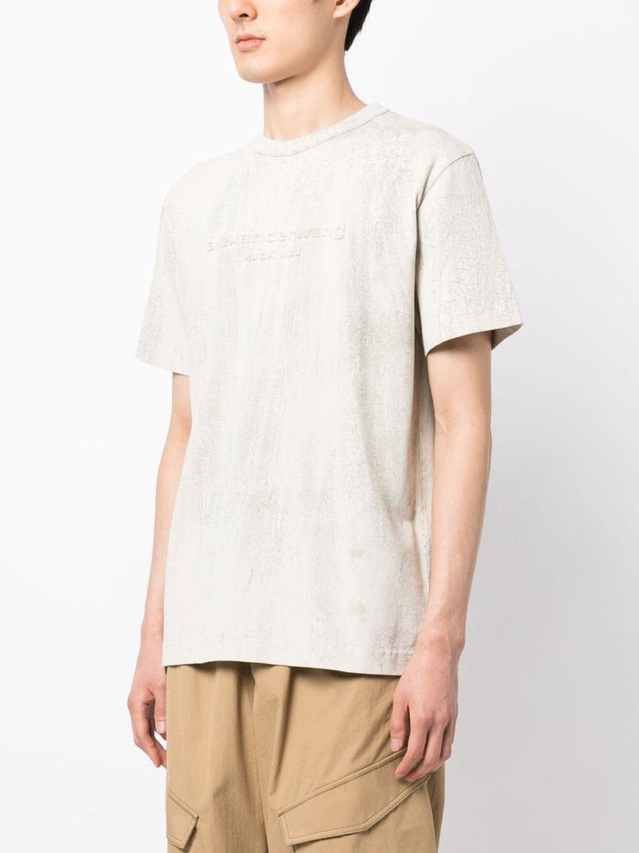 ALEXANDER WANG UNISEX Plaster Dyed Short Sleeve T-Shirt Ice Grey - MAISONDEFASHION.COM
