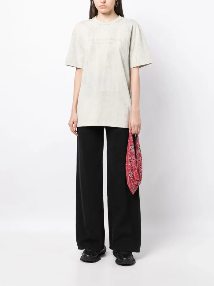 ALEXANDER WANG UNISEX Plaster Dyed Short Sleeve T-Shirt Ice Grey - MAISONDEFASHION.COM