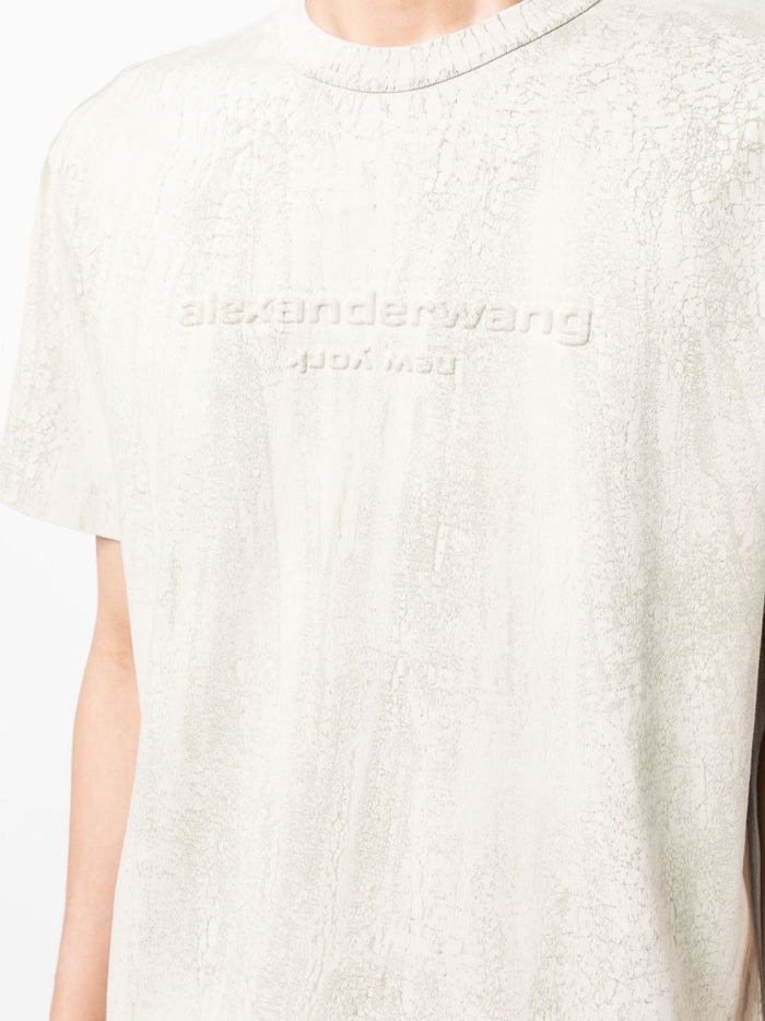 ALEXANDER WANG UNISEX Plaster Dyed Short Sleeve T-Shirt Ice Grey - MAISONDEFASHION.COM