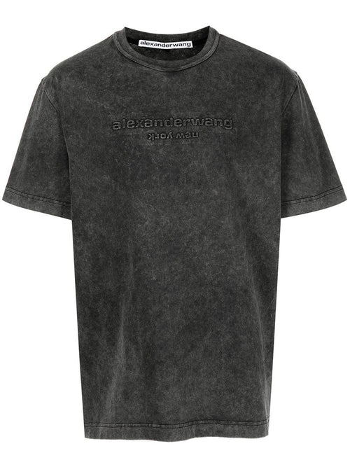 ALEXANDER WANG WOMEN Embossed Logo T-shirt Black - MAISONDEFASHION.COM