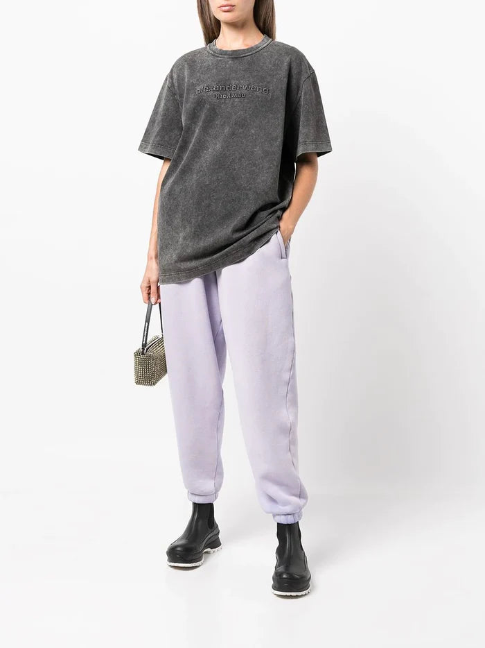 ALEXANDER WANG WOMEN Embossed Logo T-shirt Black - MAISONDEFASHION.COM