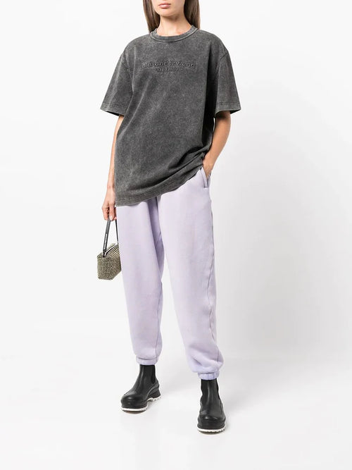 ALEXANDER WANG WOMEN Embossed Logo T-shirt Black - MAISONDEFASHION.COM