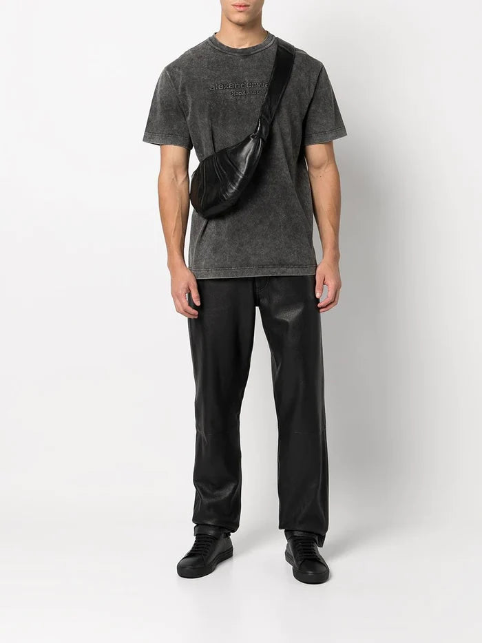 ALEXANDER WANG WOMEN Embossed Logo T-shirt Black - MAISONDEFASHION.COM