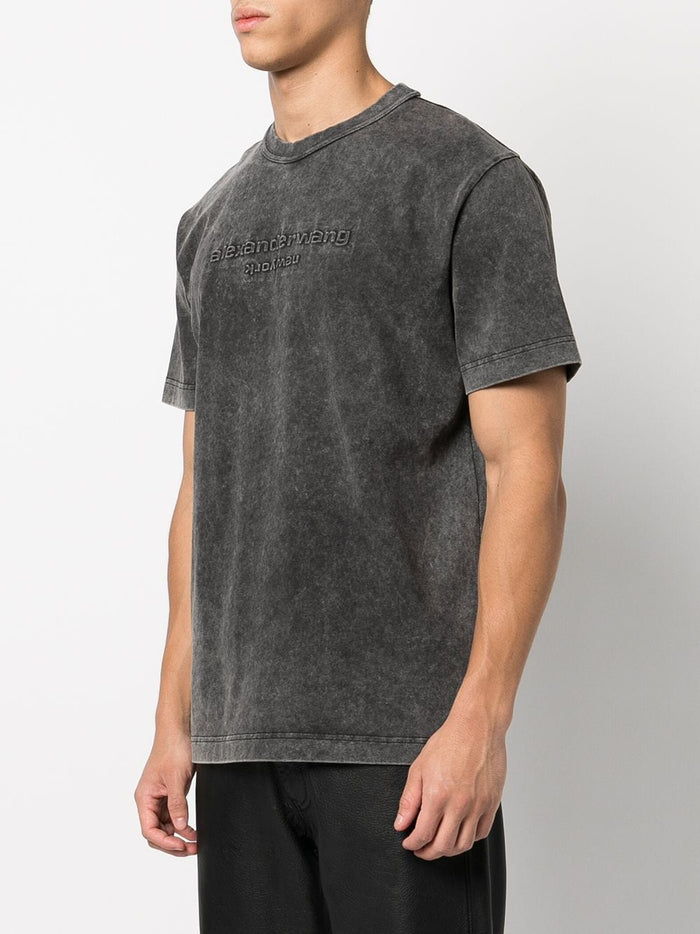 ALEXANDER WANG WOMEN Embossed Logo T-shirt Black - MAISONDEFASHION.COM