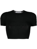 ALEXANDER WANG WOMEN Logo Mesh Crop Tee Black - MAISONDEFASHION.COM