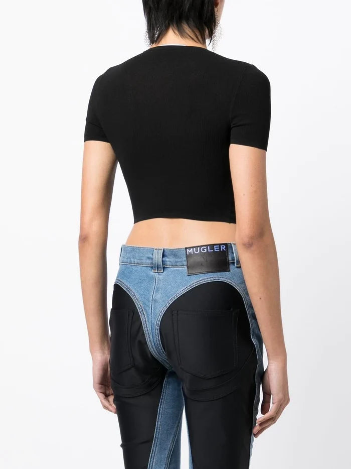 ALEXANDER WANG WOMEN Logo Mesh Crop Tee Black - MAISONDEFASHION.COM