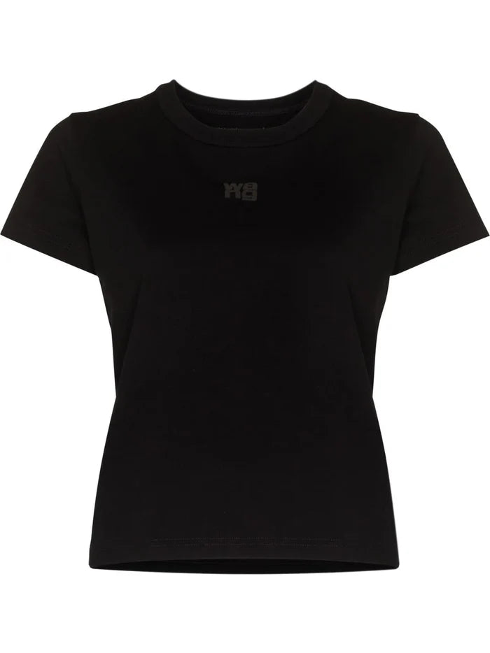 ALEXANDER WANG WOMEN Puff Logo Shrink T-shirt Black - MAISONDEFASHION.COM