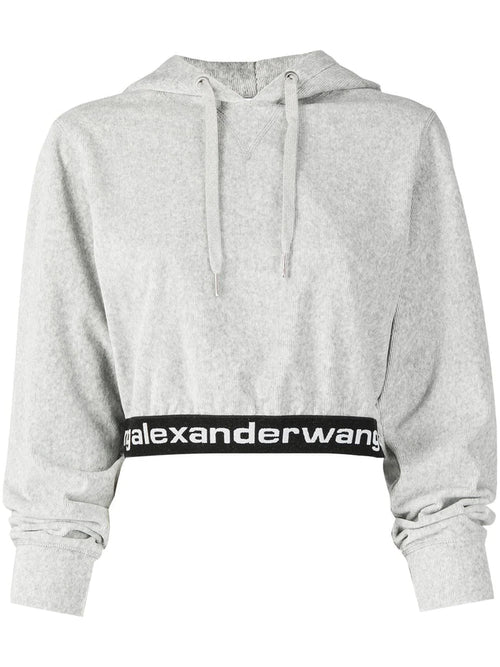 ALEXANDER WANG WOMEN Stretch Corduroy Hoodie Grey - MAISONDEFASHION.COM