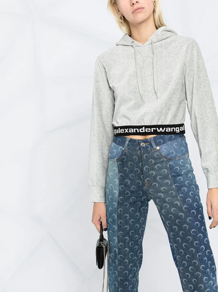 ALEXANDER WANG WOMEN Stretch Corduroy Hoodie Grey - MAISONDEFASHION.COM