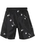 OFF-WHITE All Over Logo Swim Shorts Black - MAISONDEFASHION.COM