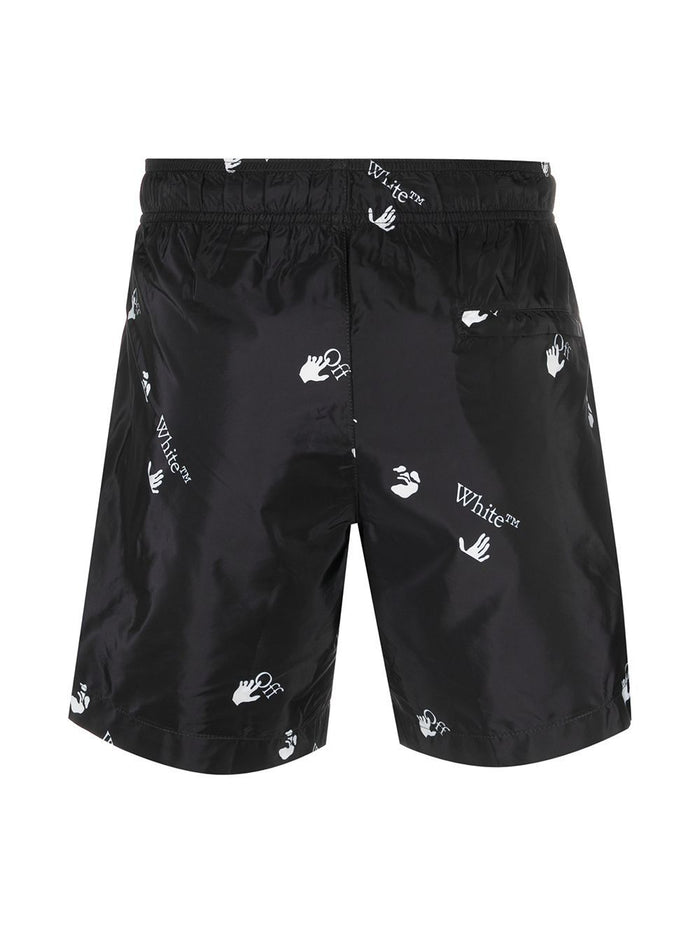 OFF-WHITE All Over Logo Swim Shorts Black - MAISONDEFASHION.COM