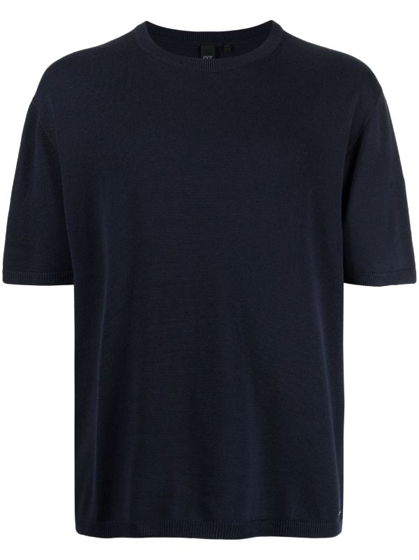 ALPHA TAURI MEN Herren Knitted T-Shirt Navy - MAISONDEFASHION.COM