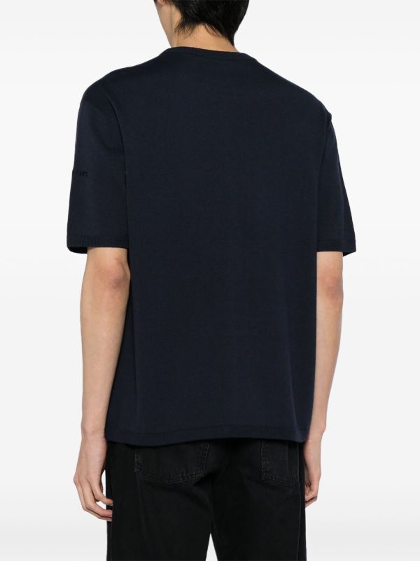 ALPHA TAURI MEN Herren Knitted T-Shirt Navy - MAISONDEFASHION.COM