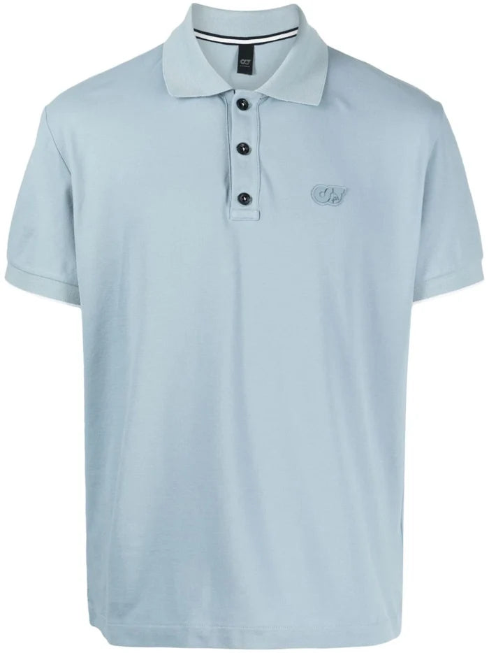 ALPHA TAURI MEN Junx Pique Polo Shirt Stone Blue - MAISONDEFASHION.COM