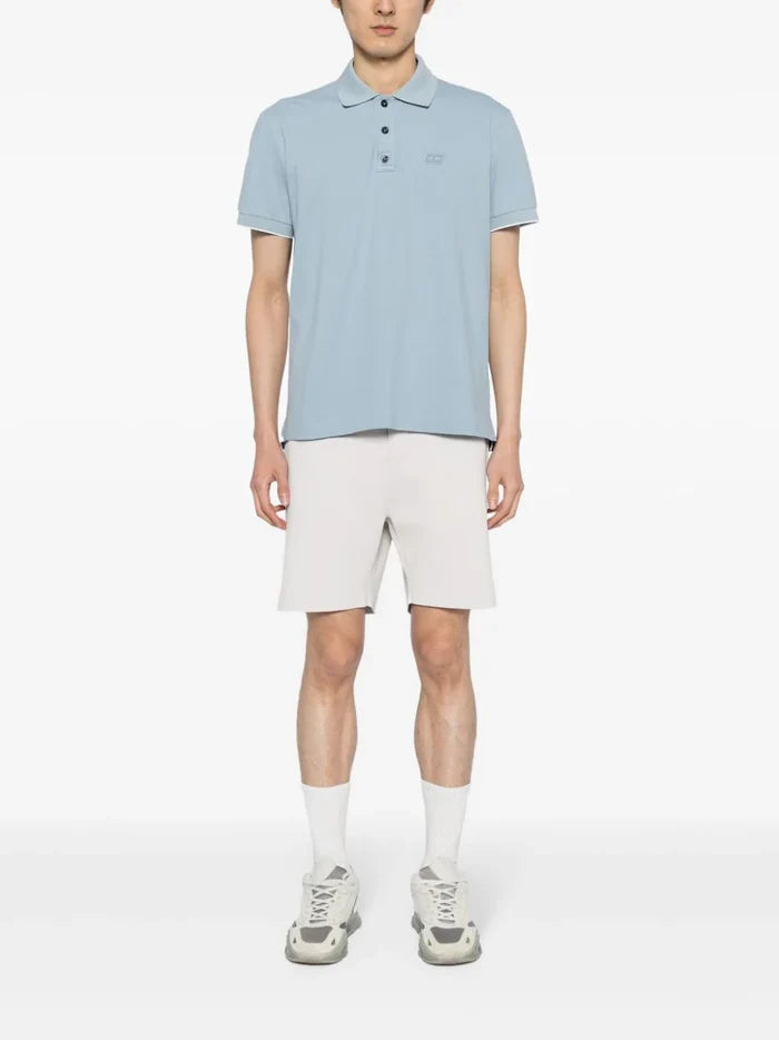 ALPHA TAURI MEN Junx Pique Polo Shirt Stone Blue - MAISONDEFASHION.COM