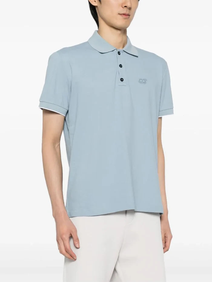 ALPHA TAURI MEN Junx Pique Polo Shirt Stone Blue - MAISONDEFASHION.COM