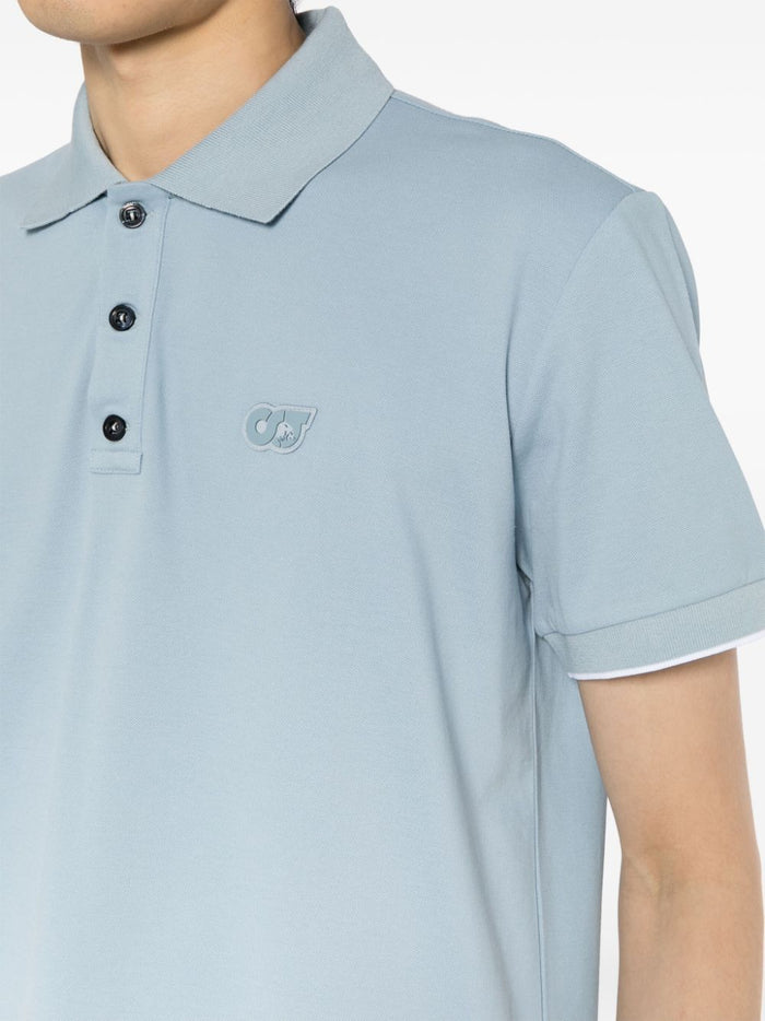 ALPHA TAURI MEN Junx Pique Polo Shirt Stone Blue - MAISONDEFASHION.COM