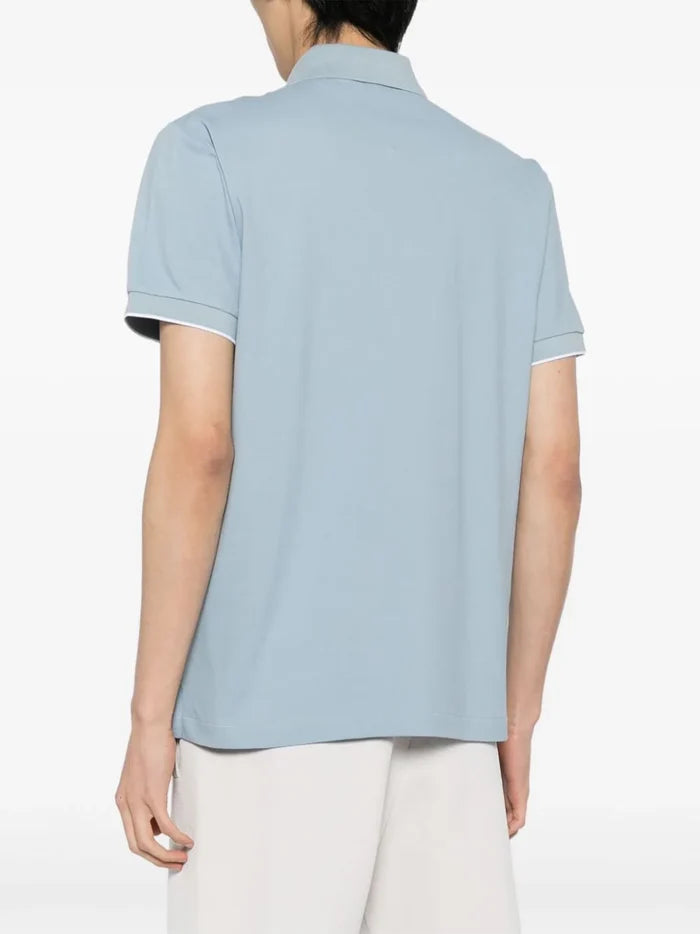 ALPHA TAURI MEN Junx Pique Polo Shirt Stone Blue - MAISONDEFASHION.COM