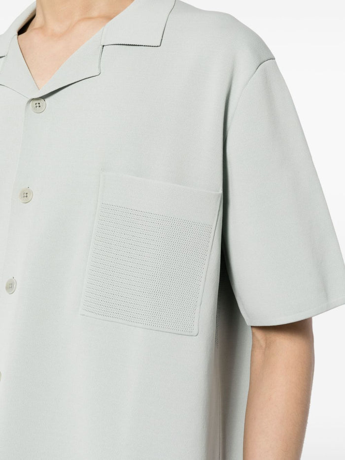 ALPHA TAURI MEN Knitted Patch-Pocket Button-Up Shirt Sage Green - MAISONDEFASHION.COM