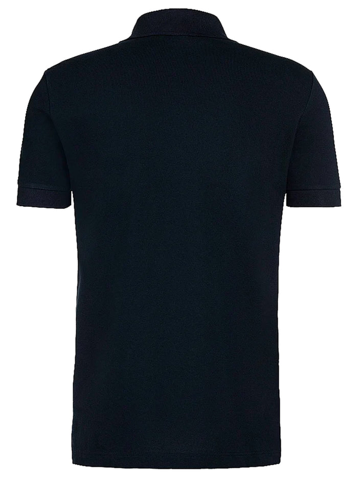 ALPHA TAURI MEN Piqué Cotton Polo-Shirt Navy - MAISONDEFASHION.COM