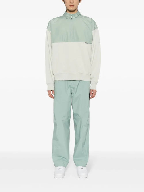 ALPHA TAURI MEN Shybo Knit Half-Zip Panelled Sweatshirt Sage Light Green - MAISONDEFASHION.COM