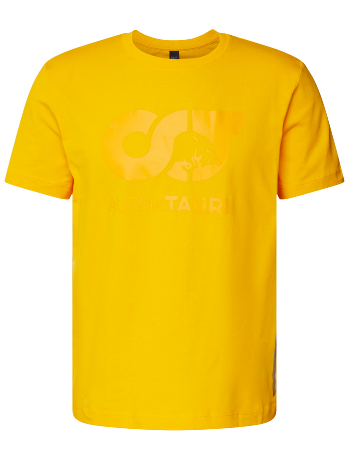 ALPHA TAURI Straight-cut Logo T-Shirt Orange - MAISONDEFASHION.COM