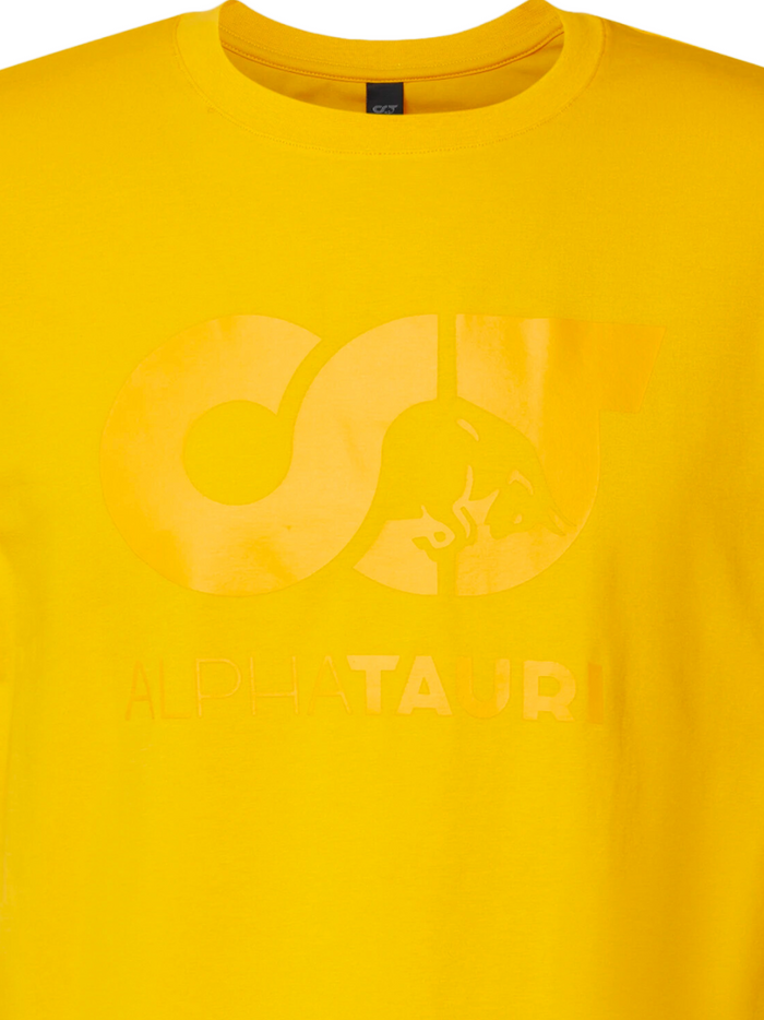 ALPHA TAURI Straight-cut Logo T-Shirt Orange - MAISONDEFASHION.COM