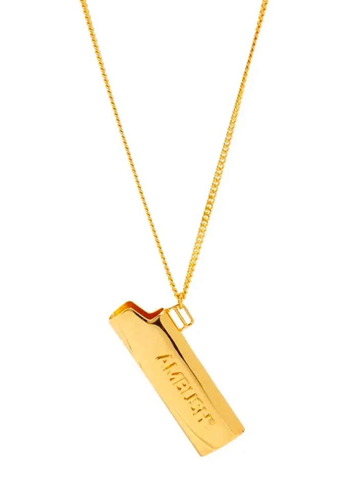 AMBUSH Logo Lighter Case Necklace Gold - MAISONDEFASHION.COM