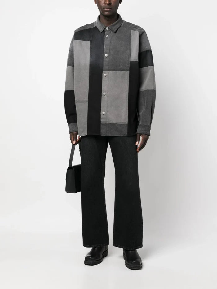AMBUSH Patchwork Denim Shirt Black - MAISONDEFASHION.COM