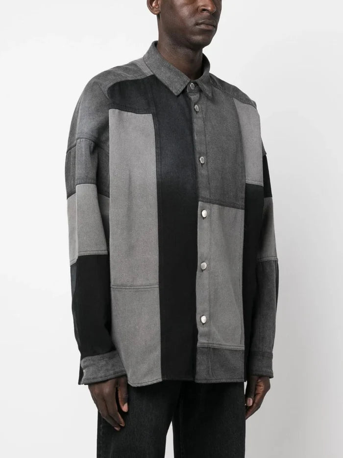 AMBUSH Patchwork Denim Shirt Black - MAISONDEFASHION.COM